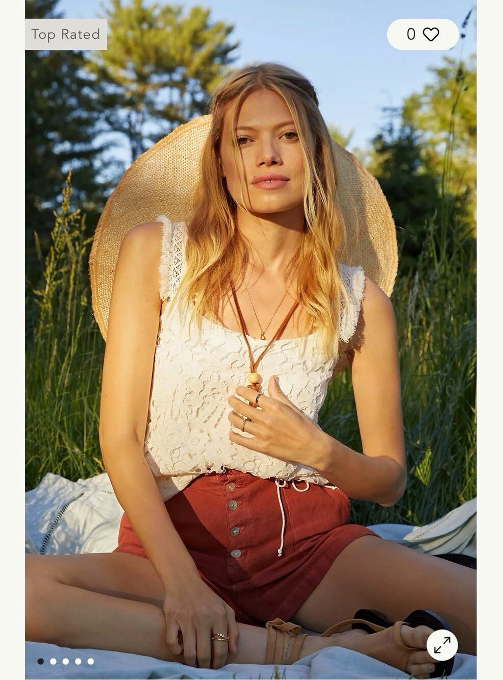 Anthropologie Tiny Macie Crochet Tank cottage-core whimsy Cotton Women’s XS